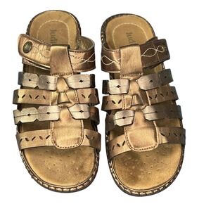 Judith Women's Sandals Bronze Metallic Slip-on Strappy Wedge Comfort Size 8M